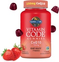 Garden of Life Vitamin Code CoQ10 Gummies 150 mg, Coenzyme Q10 for Heart Health, Energy Production " Healthy Aging + Prebiotics " Probiotics for Digestion, Non-GMO, Gluten-Free, 60 Strawberry Gummies