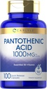 Carlyle Pantothenic Acid  1000mg ← 100 Capsules ← Esencial B5 Vitamina ← No Gluten Suplemento gratuito