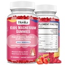 Magnesium Citrate Gummies for Kids - Great Tasting Kids Magnesium Calm Supplement Support Nerve & Bone Health, Strong Muscle for Kids Wellness, Vegan Strawberry Flavor Low-Sugar, 2 Pack-60 Count