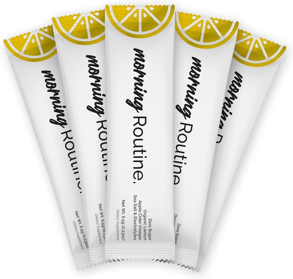 ROUTINE Morning Daily Hydration | Electrolyte Powder Packets with Apple Cider Vinegar, Lemon, and Sea Salt | Keto & Paleo-Friendly Electrolyte Drink Mix (5 Pack)