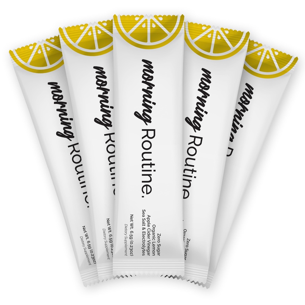 ROUTINE Morning Daily Hydration ← Electrolyte Powder Packets con Apple Sider Vinegar, Lemon y Sea Salt ← Keto &amp; Paleo-Friendly Electrolyte Drink Mix (5 Pack)