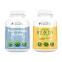 Puramente Holistic Magnesium Malate 400mg + Vitamin D3 125mcg K2 MK7 90mcg - 270 Tablets & 150 Capsules - Vegetarian Bundle - Made in USA
