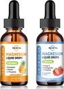 2 Pack Magnesium Liquid Drops Pineapple sin azúcar &amp; Strawberry Flavor