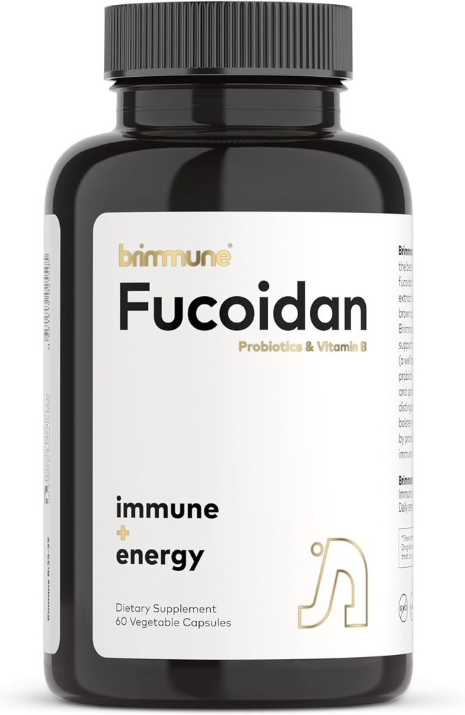 Certified Organic Fucoidan 500 mg Pure Atlantic Patagonian, BB536® Probiotics, Fucoidan Specialists for over 20 Years, Immune + Energy, 60 Vegetable Capsules (1 Bottle)