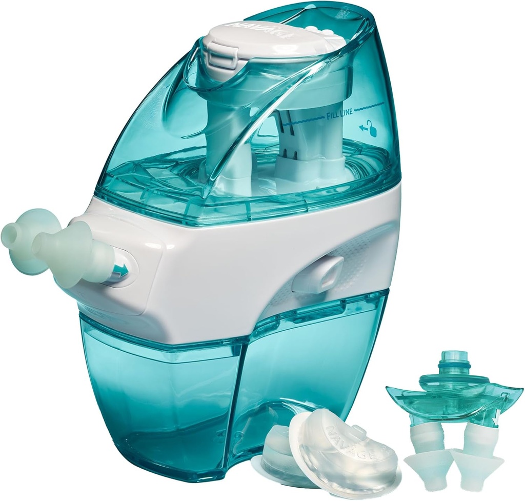 Navage Multi-User Bundle - Navage Irrigation System - Saline Nasal Rinse Kit con 1 Nose Cleaner, 30 Salt Pods, y Extra Nasal Dock y Pareja de Nose Pillows