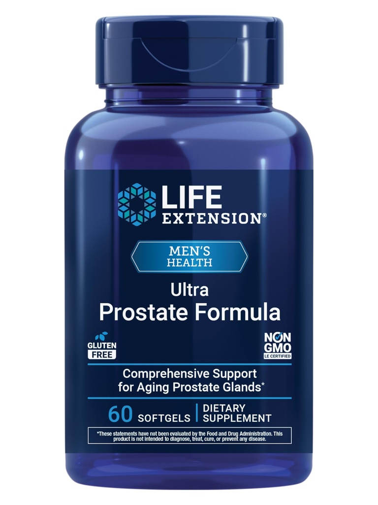 Life Extension Ultra Prostate Formula, Saw Palmetto for Men, pygeum, sting Nettle Root, lycopene, Prostate Health, Urination Flow, PSA, Non-GMO, Gluten-Free, 60 softgels