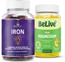 Hierro BeLive y Gummies de Magnesio para el oxígeno de la sangre, la relajación, mejor sueño