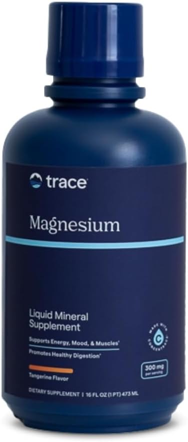 Trace Minerals Magnesium Liquid 300mg - Energy & Heart Health Support Supplement - Minerals to Aid Digestion & Hydration - Support Healthy Bones - Natural Tangerine Flavor, 16 fl oz (32 Servings)