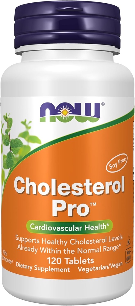 AHORA Suplementos de alimentos, Cholesterol ProTM con BergamonteTM y Sterols de plantas, Salud cardiovascular*, 120 Tabletas