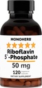 MONOHERB Riboflavin 5'-Phosphate 50 mg - 120 cápsulas vegetarianas - Vitamina Bioactiva B2