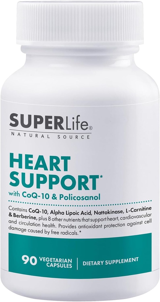 Heart Support - with CoQ-10, Quercetin, L-Carnitine Fumarate, L-Arginine, Berberine, Inositol, Magnesium Citrate & Taurine ← Apoya Corazón &amp; Salud Cardiovascular tención Suplemento - 90 Capsules