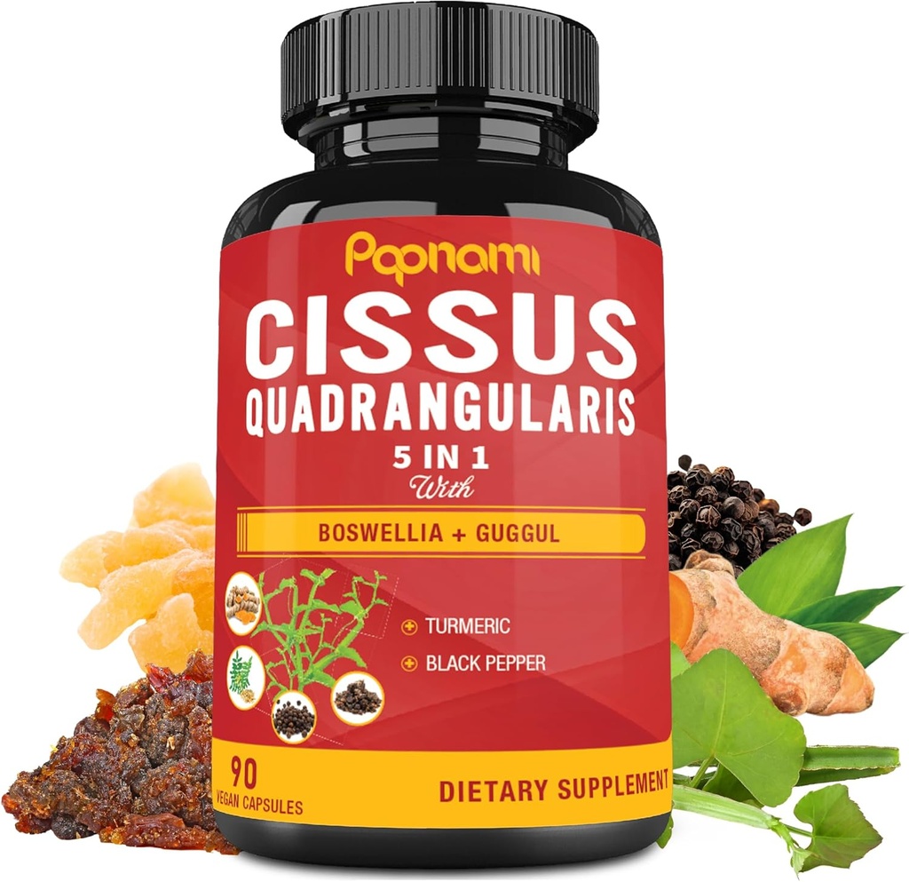 Super Cissus Quadrangularis Extracto Cápsulas con Boswellia, Guggul, Turmeric, Pepper ¦