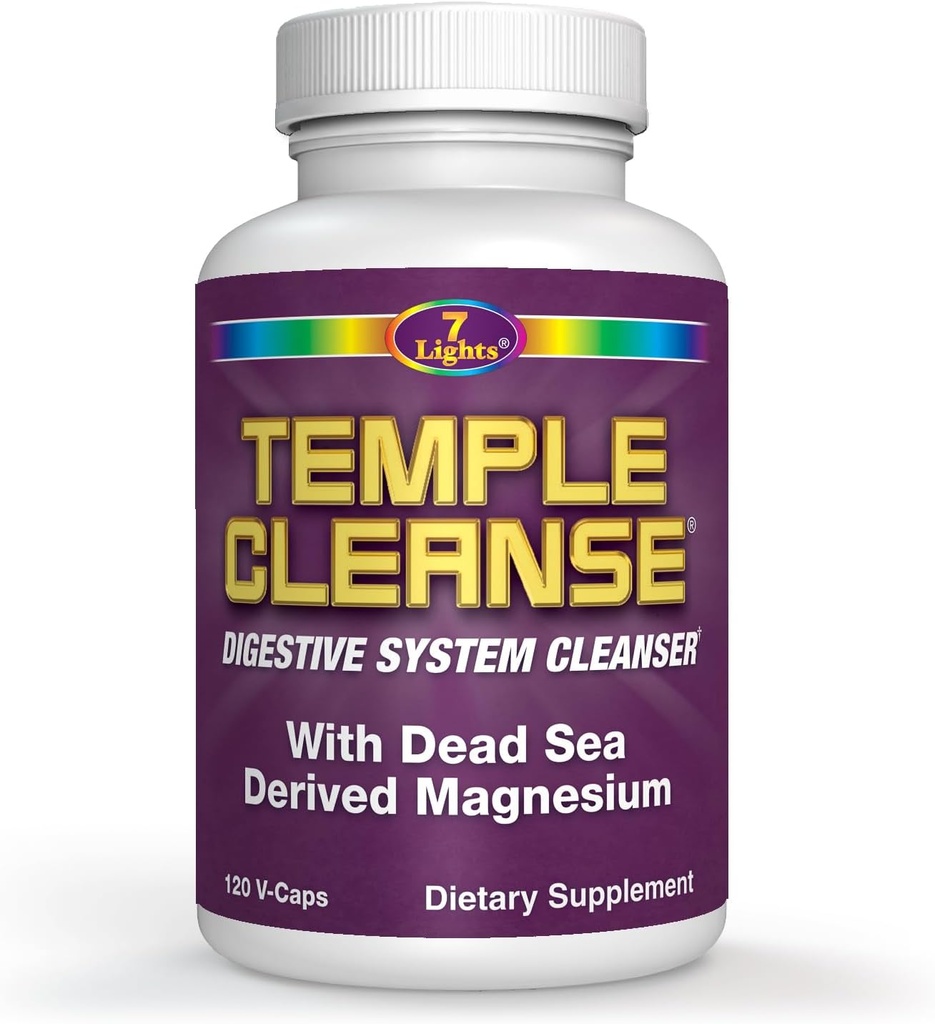 Temple Cleanse 120 Capsules ¦ Oxygen & Dead Sea Magnesium Colon Cleanse Detox, Fast-Acting Constipation Relief, No Gas/Bloating, Vegan Gluten-Free Digestive Cleanse, Gentle on Stomach for Women &amp; Men