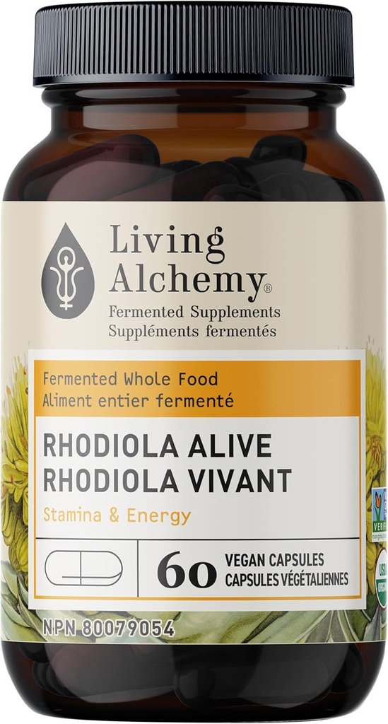Rhodiola Rosea Suplemento con Astragalus & Turmeric - Cognitive, Athletic Performance, " Adrenal Energy Support for Men ' Women - Vegan, Non-GMO - Living Alchemy, 60 Pcs