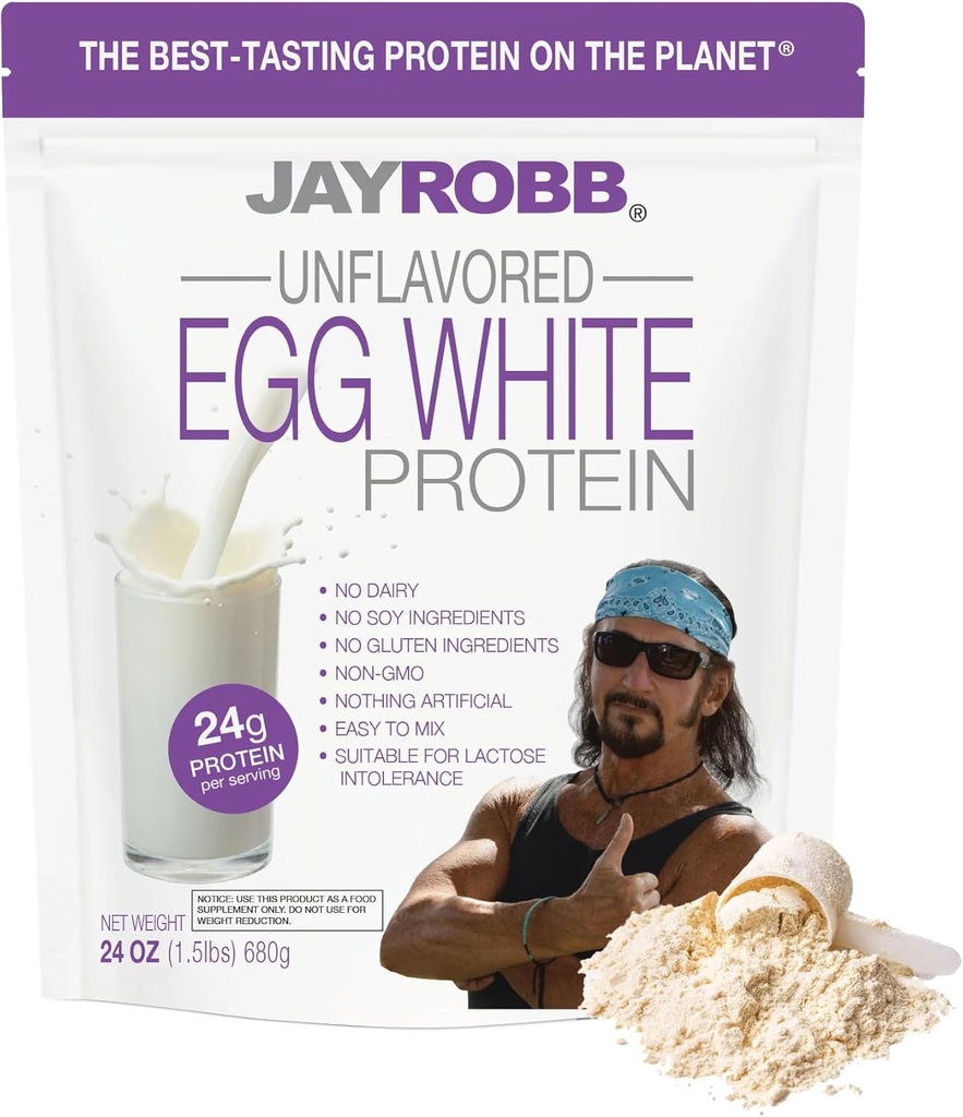 JAYROBB Unflavored Egg White Protein 24 oz, 1.5 libra bolsa
