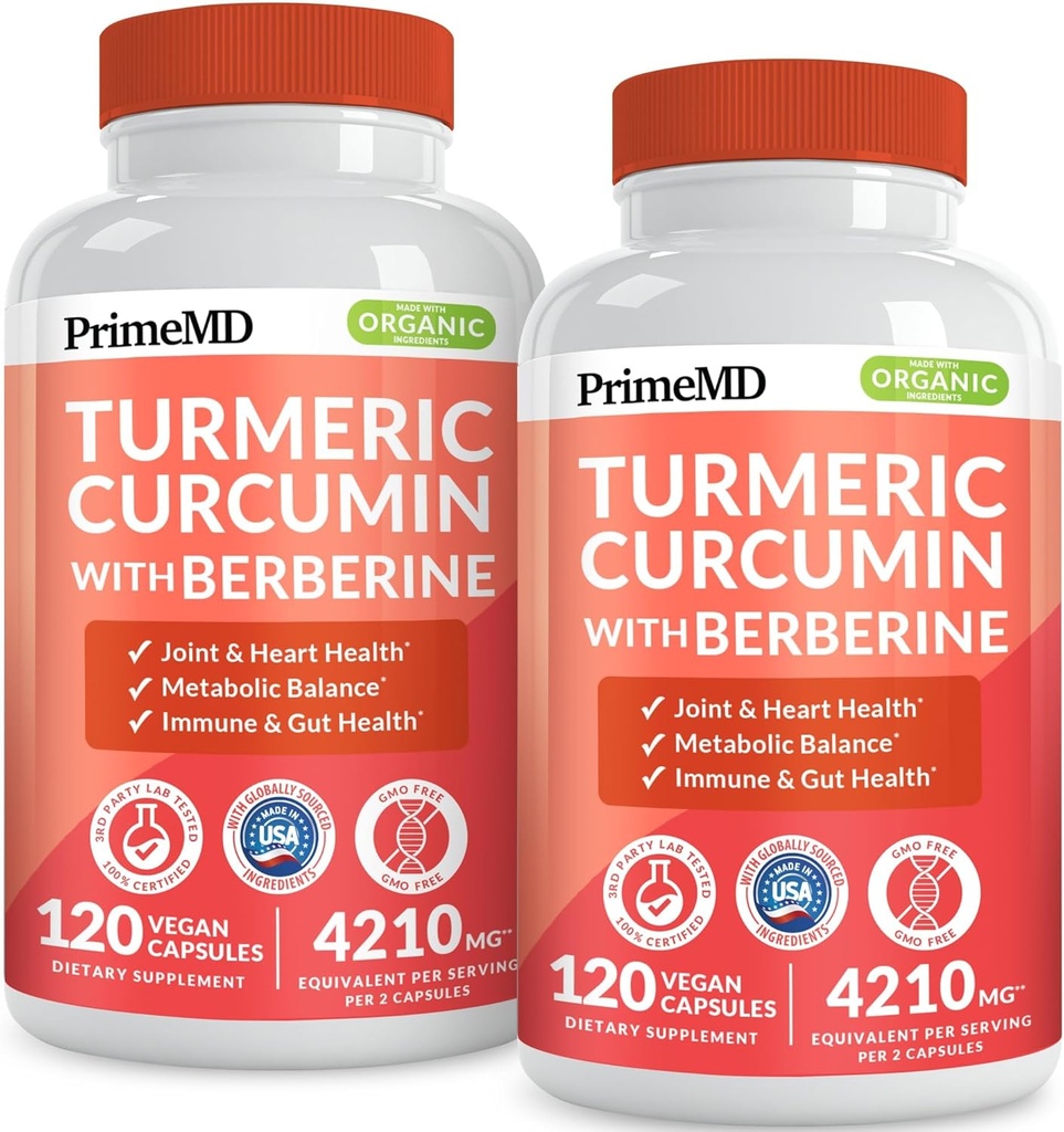 5-en-1 Suplemento de la Curcumina Turmérica Orgánica (4210mg) con Berberina, Ceilán Cinnamon Bioperina y Ginger Suplementos para Conjunto, Corazón, Gut, " Apoyo Metabólico (120 ct) (Pack of 2)