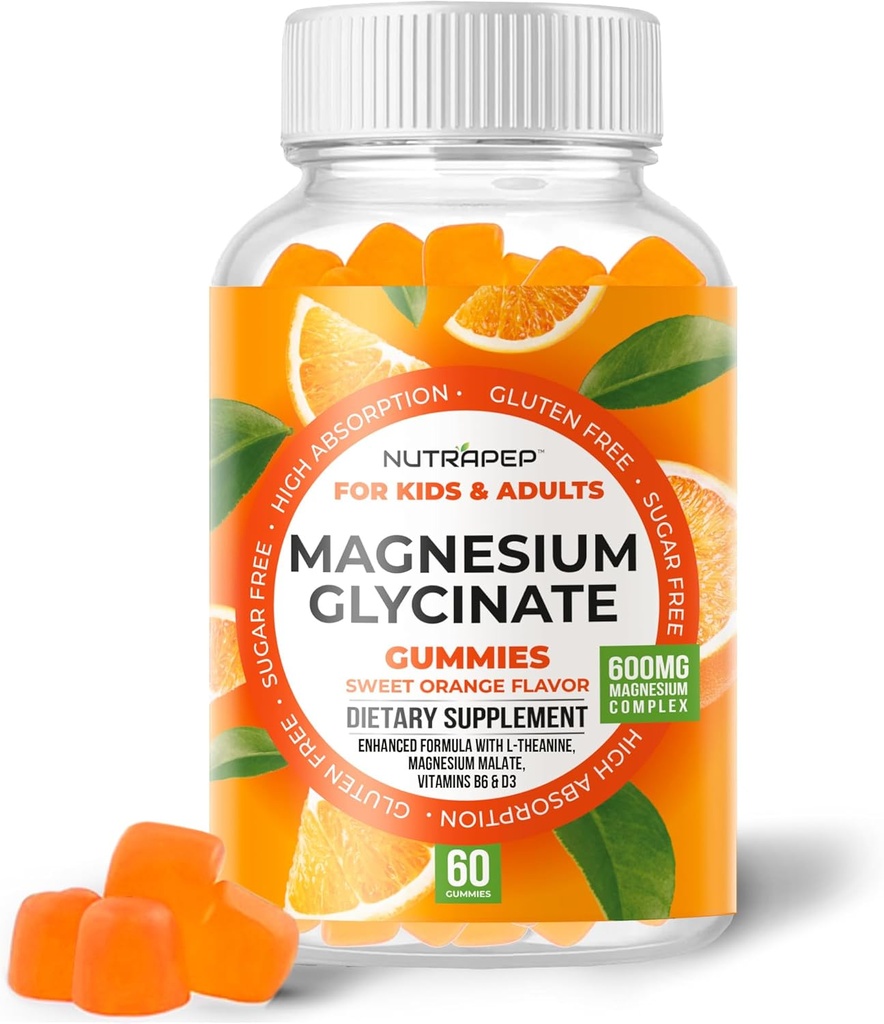 Magnesium Glycinate Gummies for Kids &amp; Adults Women &amp; Men - Sugar Free Gluten Free Non-GMO Vegan Chewable Supplement