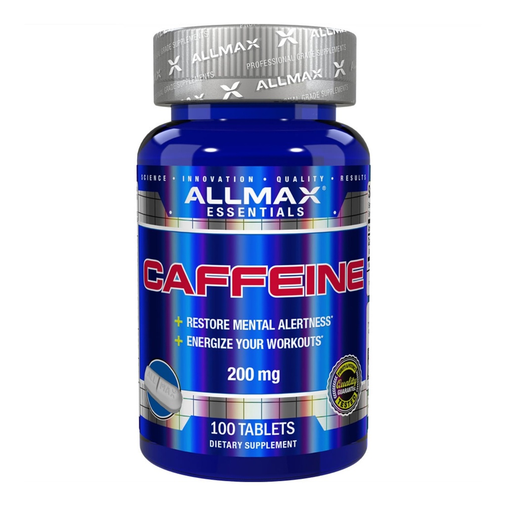 ALLMAX Nutrición Caffeine Pills, Energía Sostenida " Pre - Workout Mental Focus, Absorbing rápido " Vegan, 200 mg, 100 Tablets