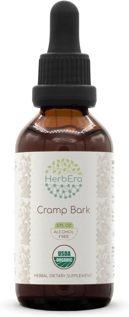 Cramp Bark B60 Extracto herbario libre de alcohol Tintura, gotas líquidas concentradas Natural USDA Barco de calambre orgánico (Viburnum Opulus) Barco seco (2 fl oz)