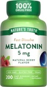 La verdad de la naturaleza Melatonin 5mg Tablas rápidas de disuelve Silencio 200 Conde viv Natural Berry Flavor ← Vegan, No Gluten Suplemento Gratis