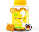 Probears® Biotin (B7) Vegan Hair Growth Gummies Vitaminas - 10.000 mcg,Esencial Vitaminas A, B5, B6, B12, C, D2, E para la Prevención de la Pérdida del Cabello - Gluten-Free, Gelatin-Free, Halal - 60 Condes