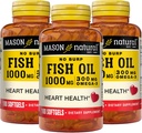 Masón Natural No Burp Fish Oil 1000 mg Omega,3 300 mg, soporta la salud normal del corazón, 100 Softgels (Pack of 3)