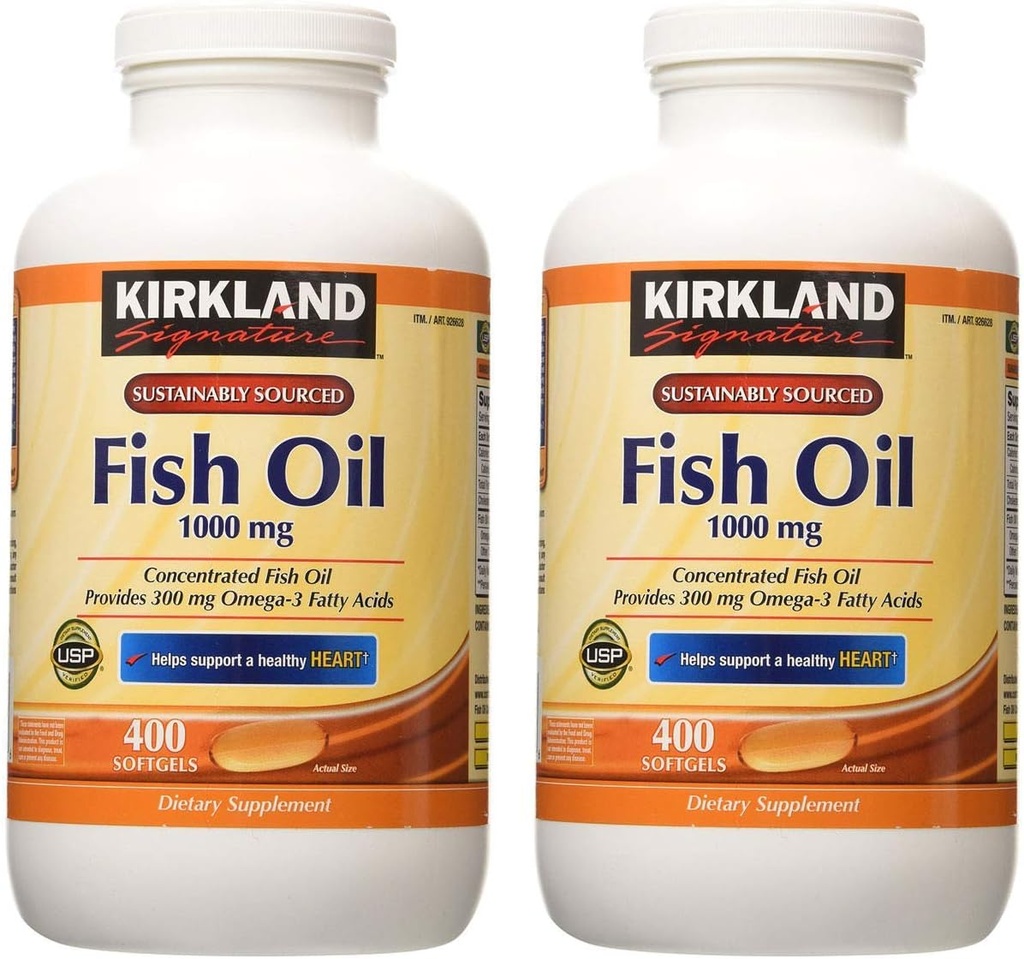 Kirkland Signature hgar Fish Oil Concentrate 2 Pack, 400 Cuenta (Pack of 2)