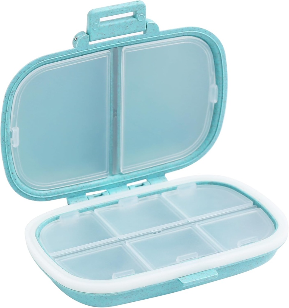 8 Compartimientos Organizador de Píldora, Caja de Píldora Diaria Caja de Píldora Pequeña para Púrpura de Bolsillo, Contenedor de Píldora Portable