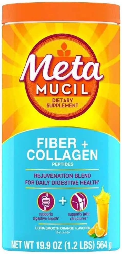 Metamucil Fiber + Collagen Peptides Polvo - Naranja - 19.9oz
