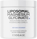 Codeage Liposomal Magnesium Glycinate Supplement, 2-Month Supply, Bisglycinate Magnesium Chelate, Chelated Magnesium Mineral Pills, BioPerine Black Pepper Vitaminas Capsules, Non-GMO Vegan, 240 ct