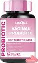 Suplemento de Probióticos Vaginales para Mujeres, 70mg Mujer V-Probiótico Blend(6B CFU), Lactobacillus con Extracto de Arándano Prebiótico &amp; Arándano para Odor Vaginal, Balanza de pH, Suplemento Prebiótico Orgánico(60 cápsulas)