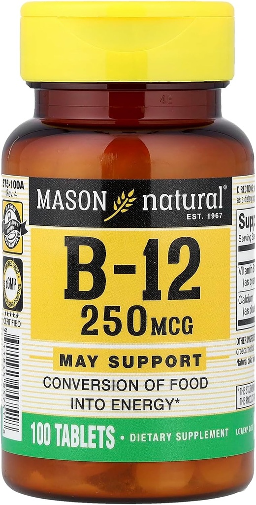 Vitaminas Mason B 12 250mcg Tablas