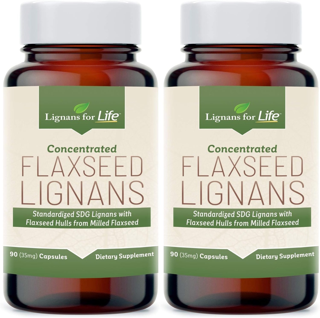 Lignans for Life Flaxseed Lignans for Dogs + SDG - Omega 3 Fatty Acids, High Fiber Antioxidants Ayuda a mejorar Shiny Coat, Digestive & Heart Health Lignans, 35mg, 90 Flaxseed Capsules, 2 Pack