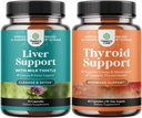 Bundle of Liver Cleanse Detox " Repair Formula and Herbal Thyroid Support Complex - with Milk Thistle Dandelion Root Turmeric and Artichoke Extract - Mood Enhancer Energy Supplement for Thyroid Health