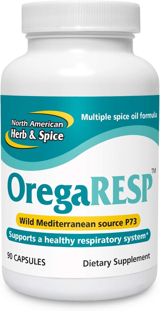Herb &amp; Spice OregaResp - 90 cápsulas vegetales - Salud respiratoria inmune - Cumin, Sage, aceite de orégano - Seguro para niños &amp; animales domésticos, no transgénicos - 90 servicios totales