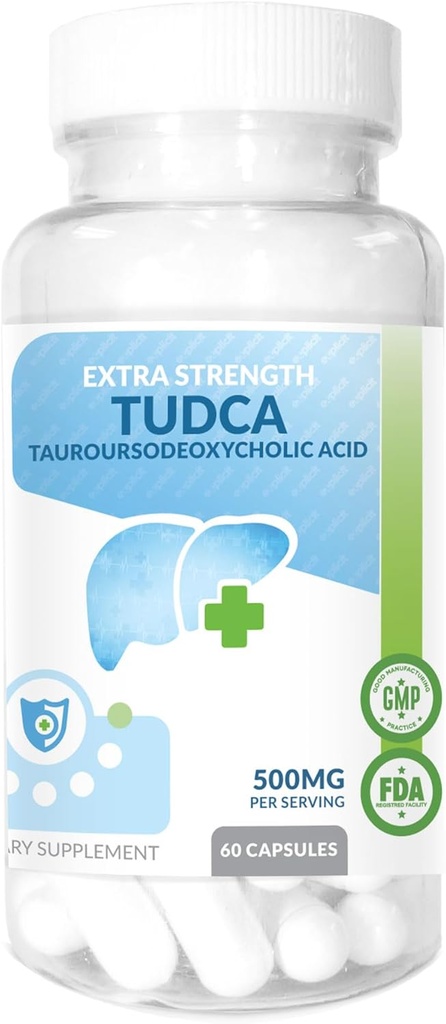 TUDCA (Acido Tauroursodeoxycholic) Suplemento de soporte para hígado - 500mg Por Serving - Soporte para el hígado puro &amp; Salud - 60 Cuenta