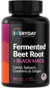 Organic Fermented Beet Root, Black Maca, Carrot, Spinach, Cranberry, Ginger ←Enhanced Global Health for Women &amp; Men TEN Made in USA ← 90 Veggie Capsules