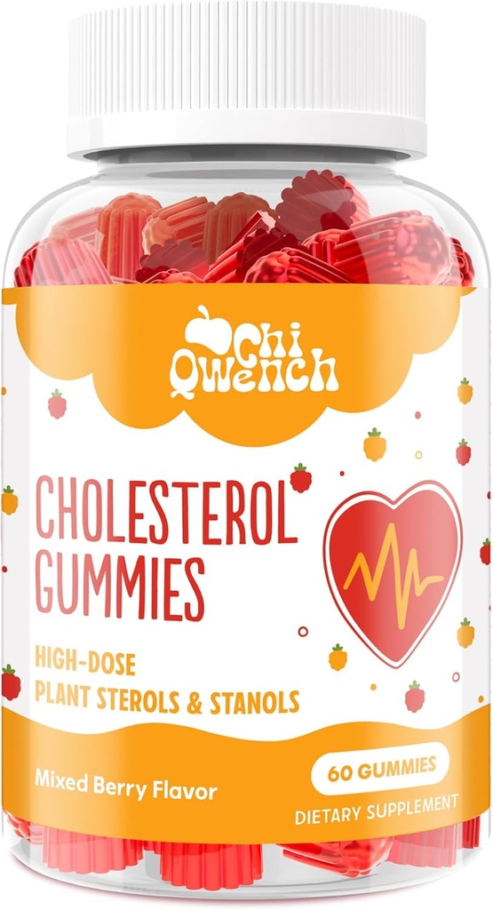 Colesterol Suplementos con 1500 Mg Plant Sterols & Stanols, Cholesterol Support Gummies, Complejo Colesteral Gummies, Maintains Normal Levels, Mixed Berry Flavor, 60 Condes