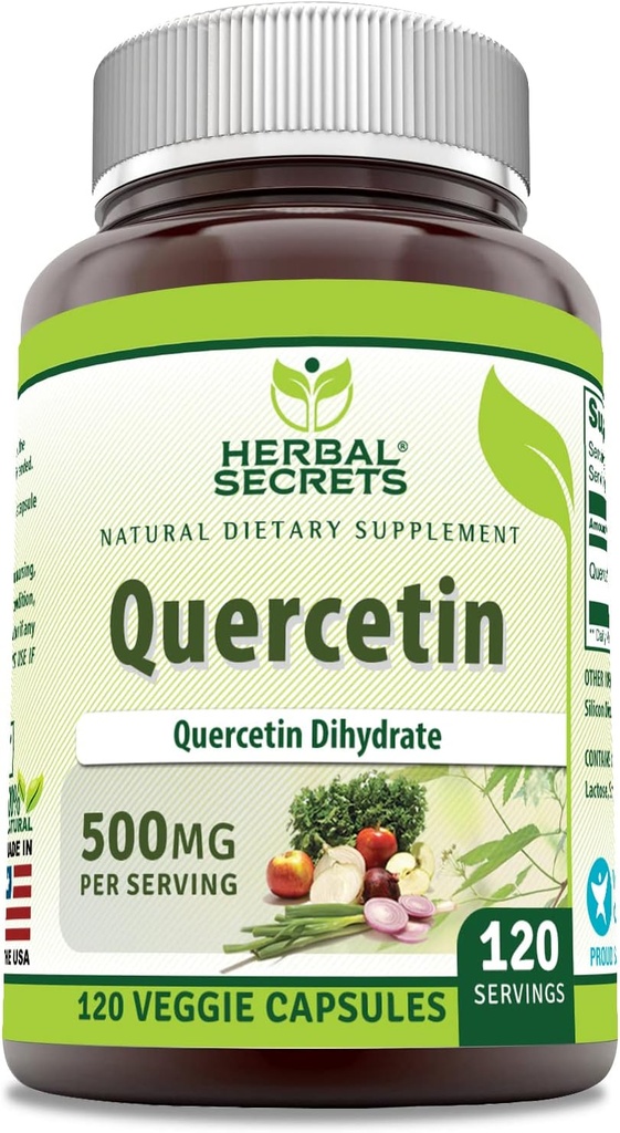Herbal Secrets Quercetin 500 Mg Suplemento ← Non-GMO TENIDO Gluten-Free TEN Made in USA (1 Pack, 120 Cuenta)