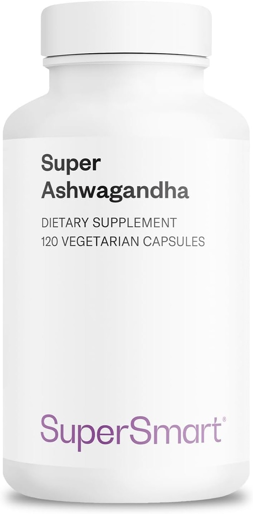 SuperSmart Super Ashwagandha 600mg por día (Patented) - KSM-66 Ashwagandha - High Potency 5% Withanolides ← Non-GMO & Gluten Free - 120 Vegetarian Capsules