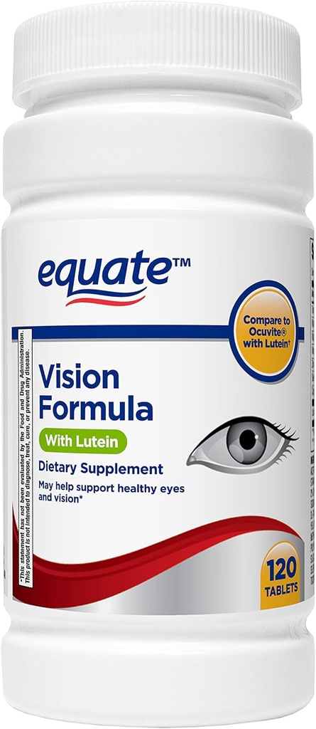 Equate - Visión Fórmula con Luteína, Salud Ocular Vitamina y Suplemento Mineral, 120 Tablas por Equate
