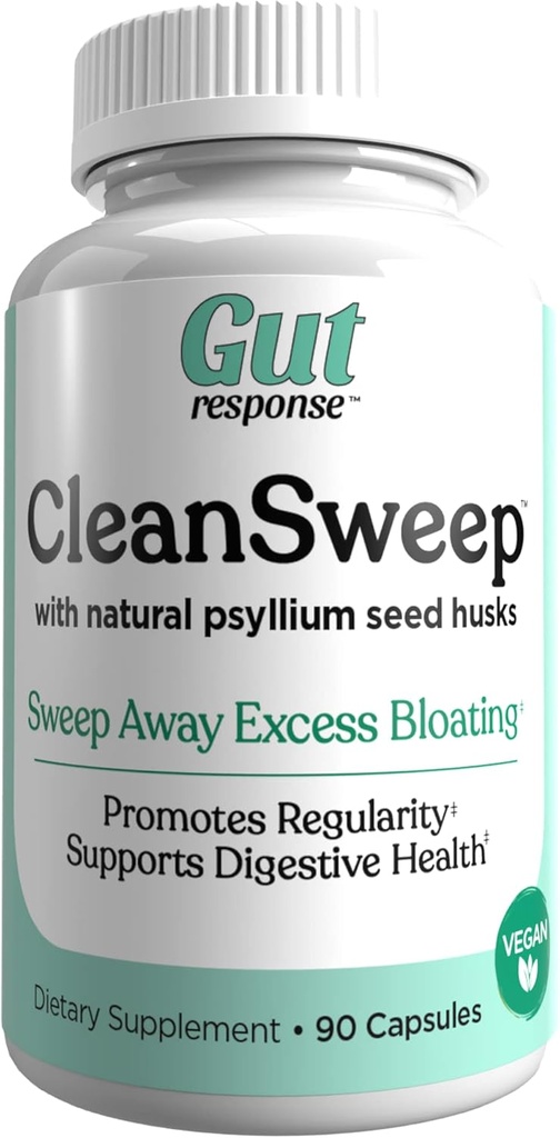 CleanSweep Capsules, Supports Healthy Bowel Movements, Digestive Health Support, Promotes Regularity, Natural Psyllium Seed Husk, Daily Fiber Supplement, 90 Capsules, 90 Servimientos