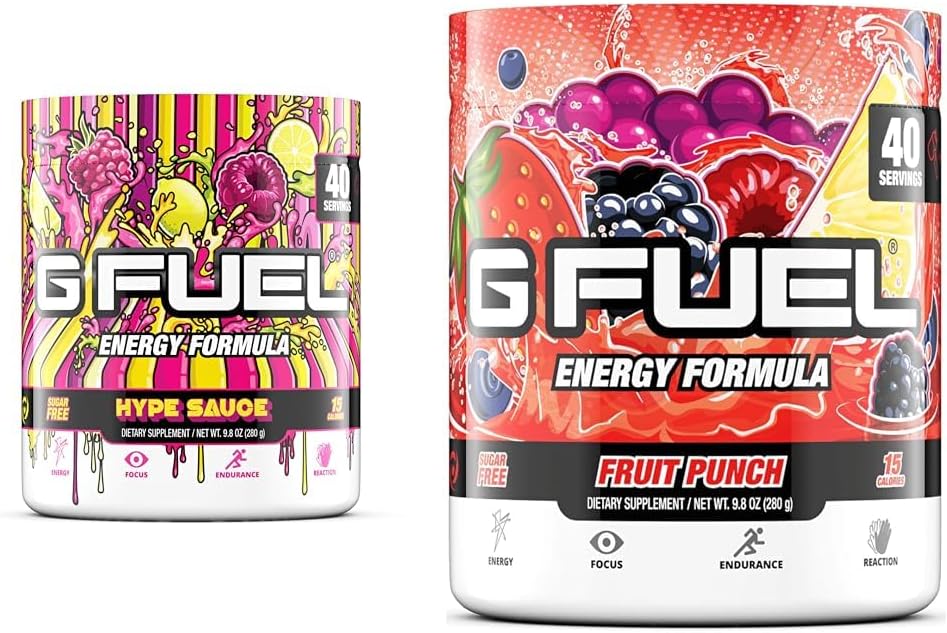 G combustible Hipe Sauce Energy Powder, Sugar Free, Clean Caffeine Focus Supplement, Water Mix & Fruit Punch Tub (40 Servings) Elite Energy and Endurance Formula, 9.8 oz(280g)