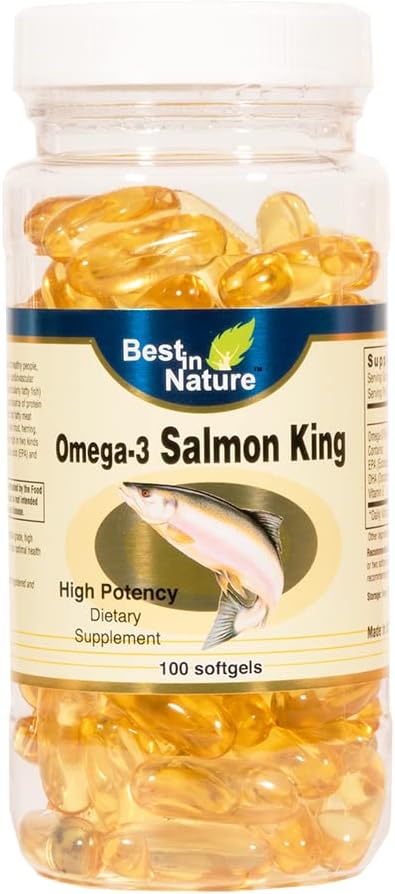 Omega-3 Salmon King Fish Oil 1000mg 100softgels - alta potencia EPA/DHA. Omega-3 Ácidos grasos