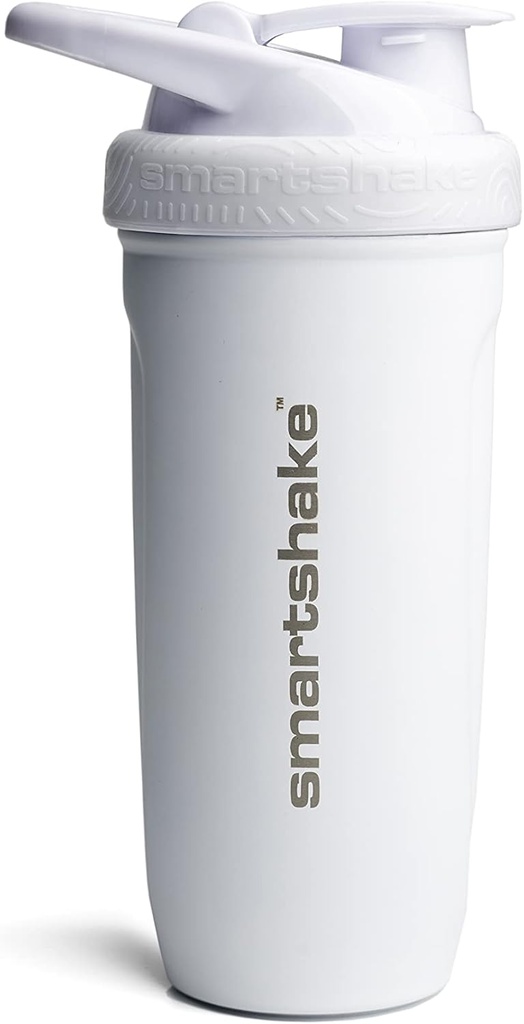 Smartshake Reforce Acero Inoxidable Protein Shaker Botella - No aislado Unisex Gimnasio Botellas Metal Shaker - 900 ml latitud 30 oz - Leakproof Screw-On Lid - DEHP & BPA Gratis (White)