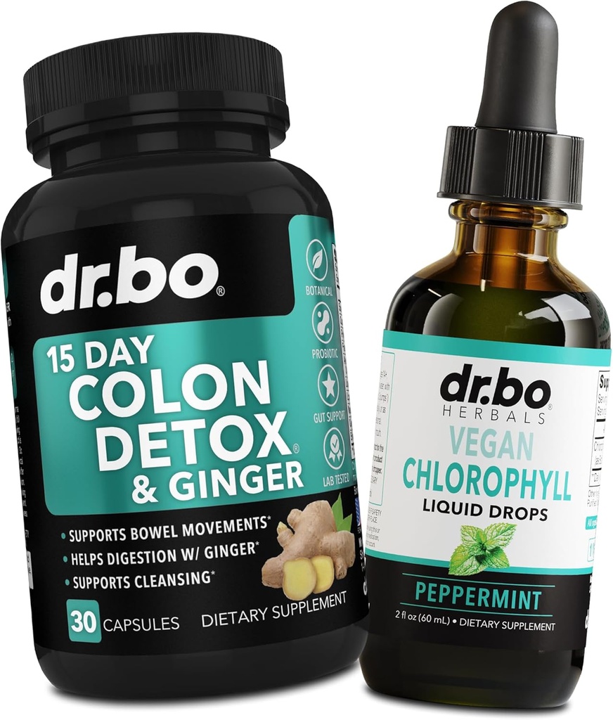 Colon Cleanser Detox " Chlorophyl Liquid Drops - 15 Day Colon Cleanse Pills with Ginger, Liquid Chlorophyll Drops Odor Body Detox Internal Deodorant - Bowel Movement Supplements Intestinal Gut Support