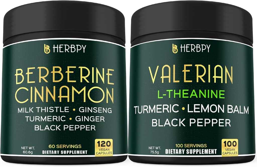 Bundle 7in1 Berberine HCl 97% & 5in1 Valerian Root Suplemento