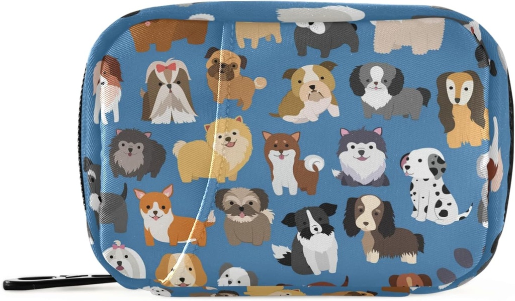 Naanle Cute Puppy Dog 7 Day Pill Case - Travel Organizer Bag With Zipper, Portable Weekly Compact Size for Vitamin Supplement Holder