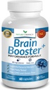 40-in-1 Brain Booster Suplemento para Focus, Memory, Clarity, Energy TEN Advanced Vitamins Plus eBook Silencio para Hombres &amp; Mujeres, Función Cognitiva Apoyo Nootrópico con DMAE, Mind Health Fórmula 60 Capsules