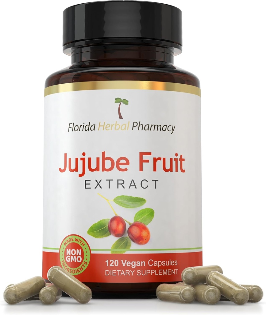 Farmacia Herbal de Florida, extracto de fruta de Jujube Suplemento cápsulas 10:1 (120 cápsulas) 500 mg por cápsula, 1000 mg